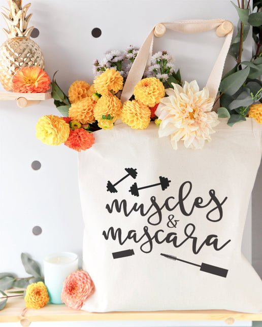Muscles and Mascara Gym Cotton Canvas Tote Bag by The Cotton & Canvas Co.