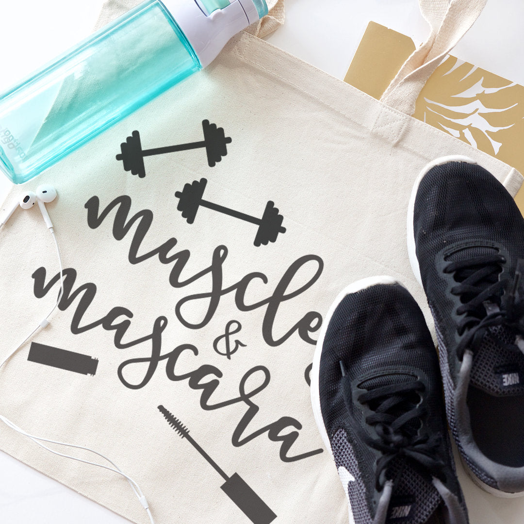 Muscles and Mascara Gym Cotton Canvas Tote Bag by The Cotton & Canvas Co.