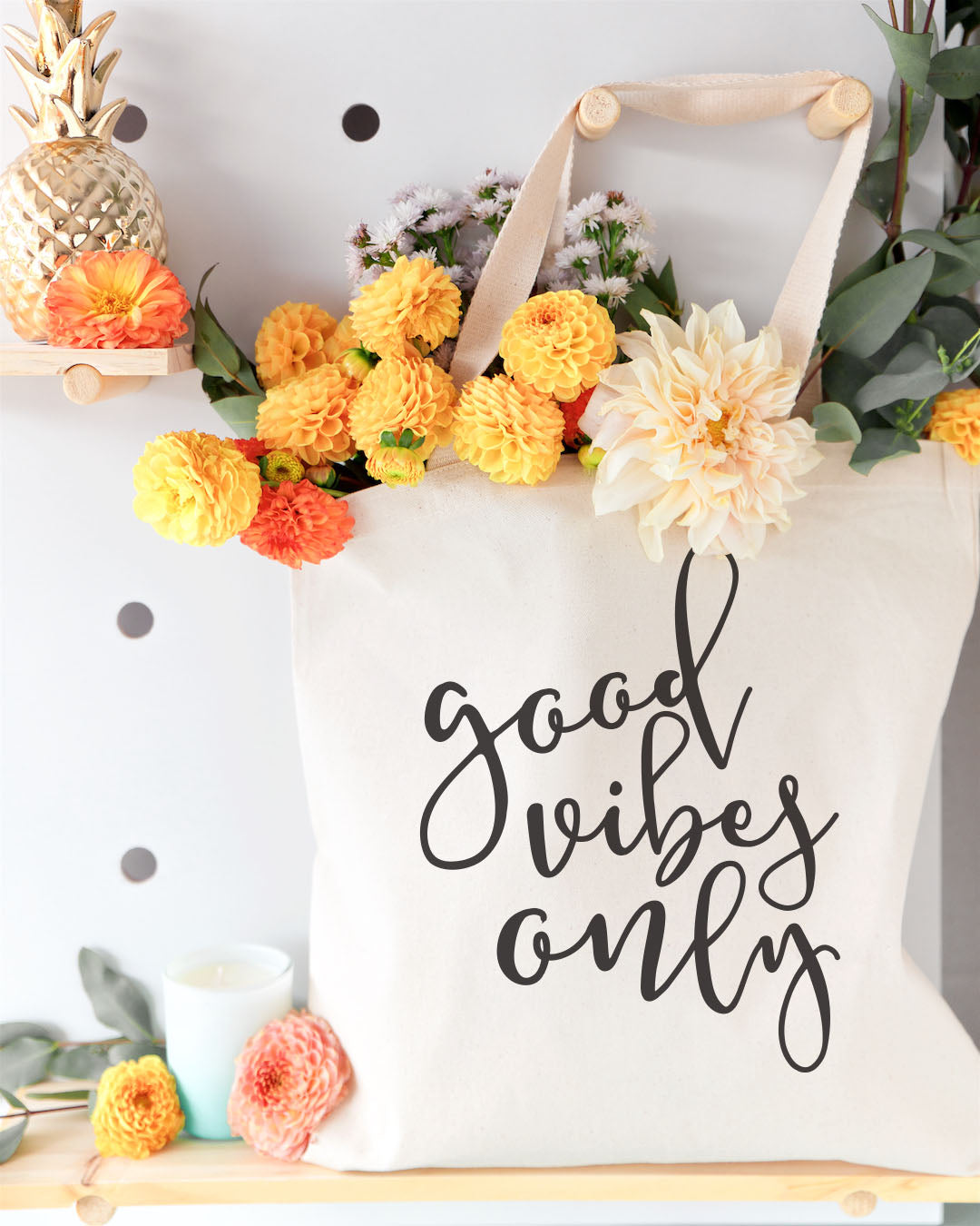 Good Vibes Only Cotton Canvas Tote Bag by The Cotton & Canvas Co.