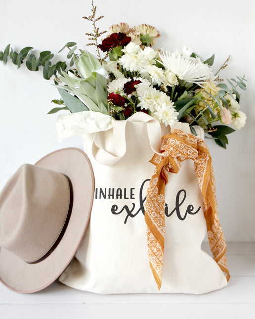Inhale and Exhale Cotton Canvas Tote Bag by The Cotton & Canvas Co.
