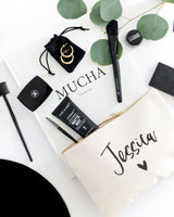 Personalized Name Heart Cosmetic Bag and Travel Make Up Pouch by The Cotton & Canvas Co.