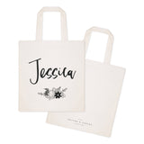 Personalized Floral Name Cotton Canvas Tote Bag by The Cotton & Canvas Co.