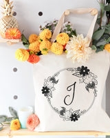 Personalized Monogram Floral Cotton Canvas Tote Bag by The Cotton & Canvas Co.