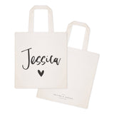 Personalized Heart Name Cotton Canvas Tote Bag by The Cotton & Canvas Co.