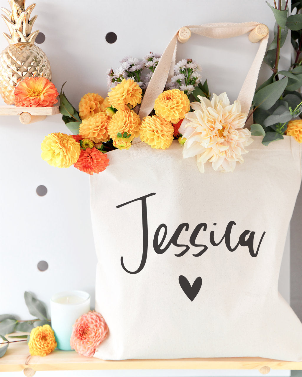 Personalized Heart Name Cotton Canvas Tote Bag by The Cotton & Canvas Co.