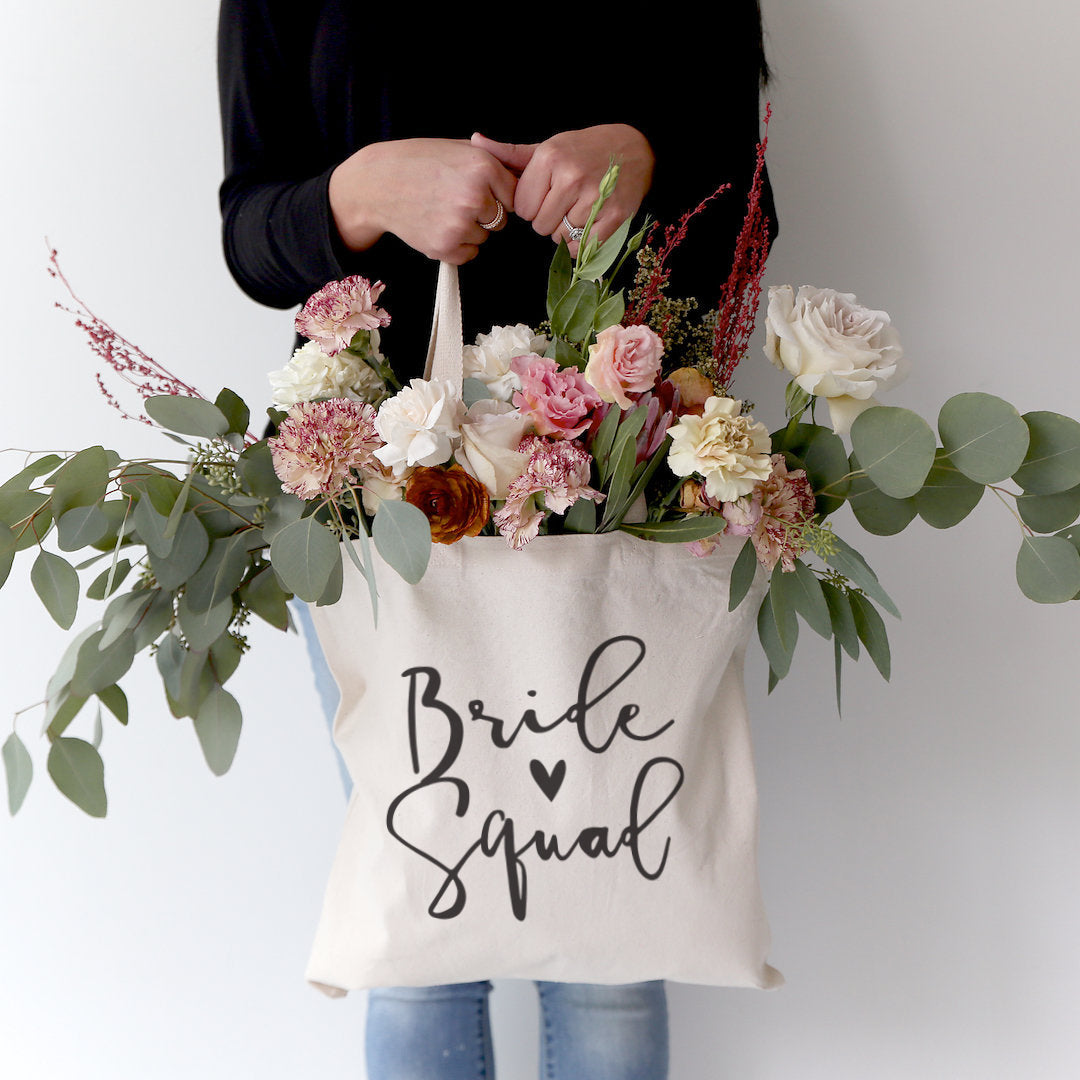 Bride Squad Wedding Cotton Canvas Tote Bag by The Cotton & Canvas Co.