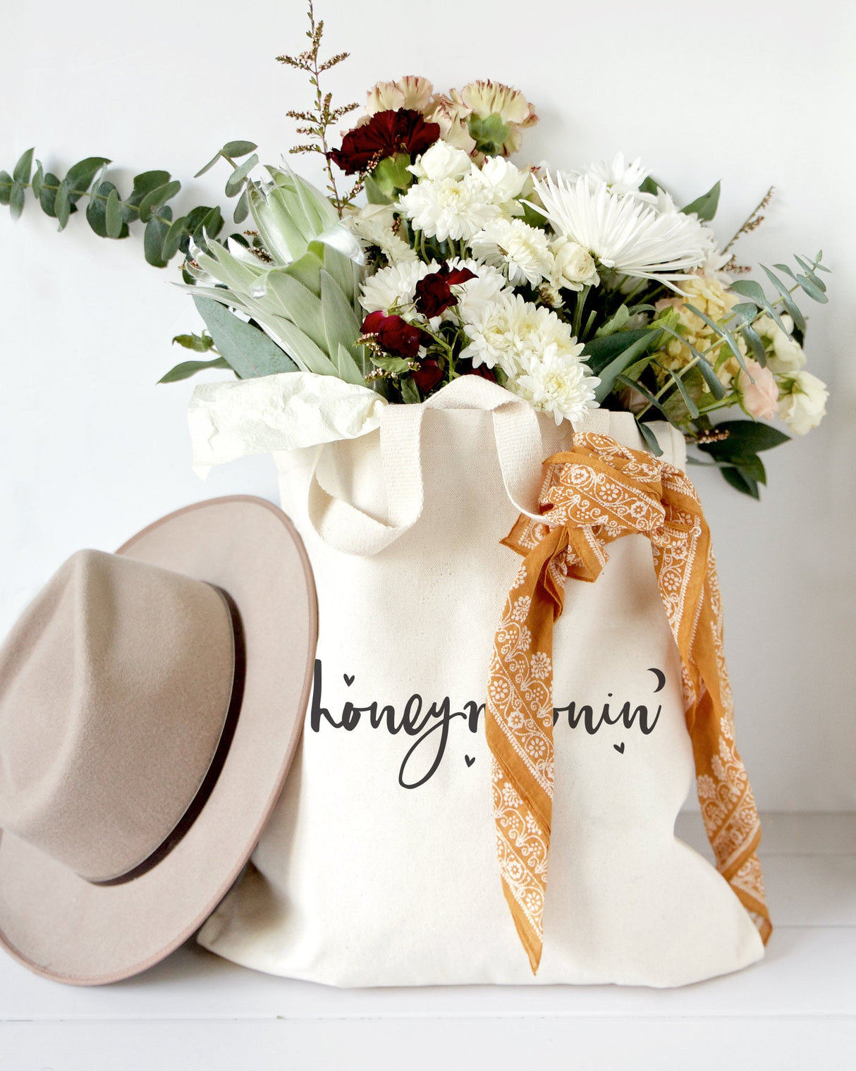 Honeymoonin' Wedding Cotton Canvas Tote Bag by The Cotton & Canvas Co.