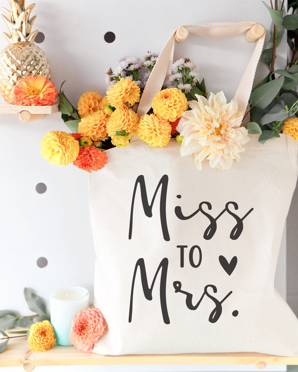 Miss to Mrs. Wedding Cotton Canvas Tote Bag by The Cotton & Canvas Co.