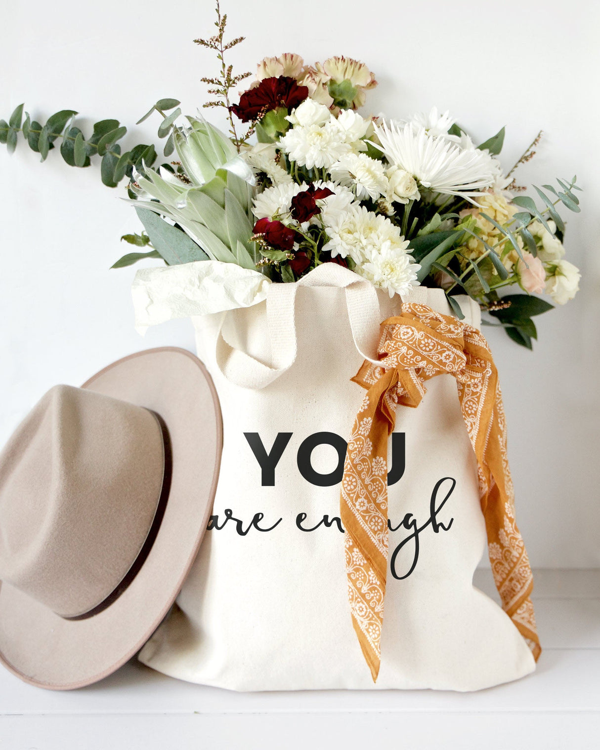 You Are Enough Cotton Canvas Tote Bag by The Cotton & Canvas Co.