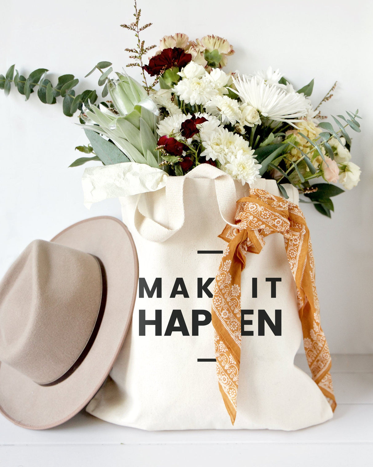 Make It Happen Cotton Canvas Tote Bag by The Cotton & Canvas Co.