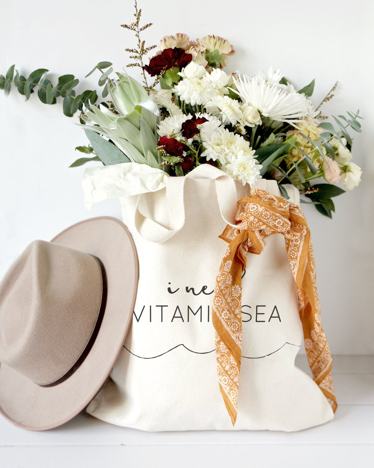 I Need Vitamin Sea Cotton Canvas Tote Bag by The Cotton & Canvas Co.