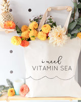 I Need Vitamin Sea Cotton Canvas Tote Bag by The Cotton & Canvas Co.