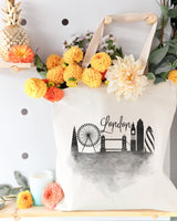 London Cityscape Cotton Canvas Tote Bag by The Cotton & Canvas Co.