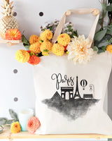 Paris Cityscape Cotton Canvas Tote Bag by The Cotton & Canvas Co.