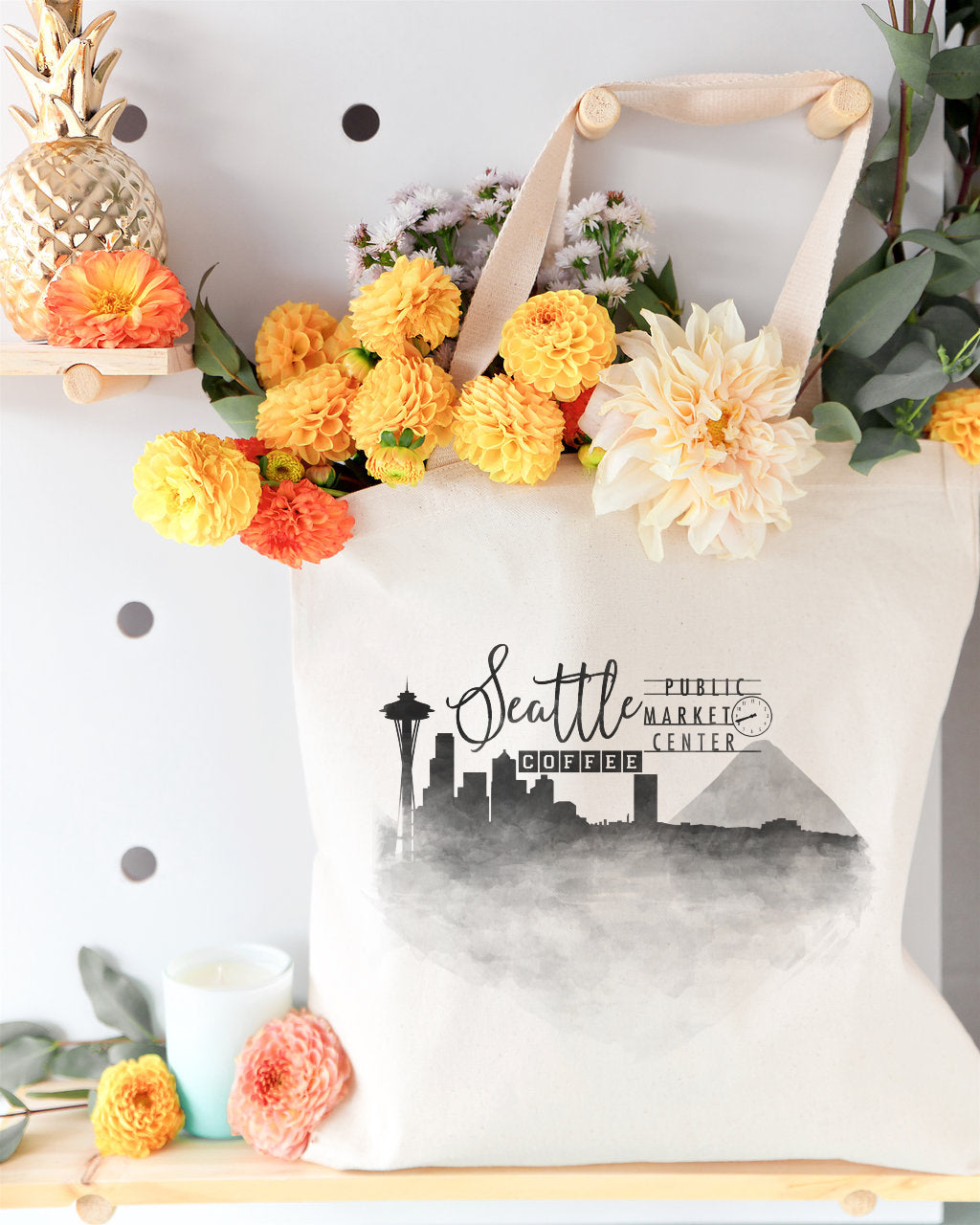 Seattle Cityscape Cotton Canvas Tote Bag by The Cotton & Canvas Co.