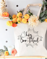 Hey BOO-tiful Halloween Cotton Canvas Tote Bag by The Cotton & Canvas Co.