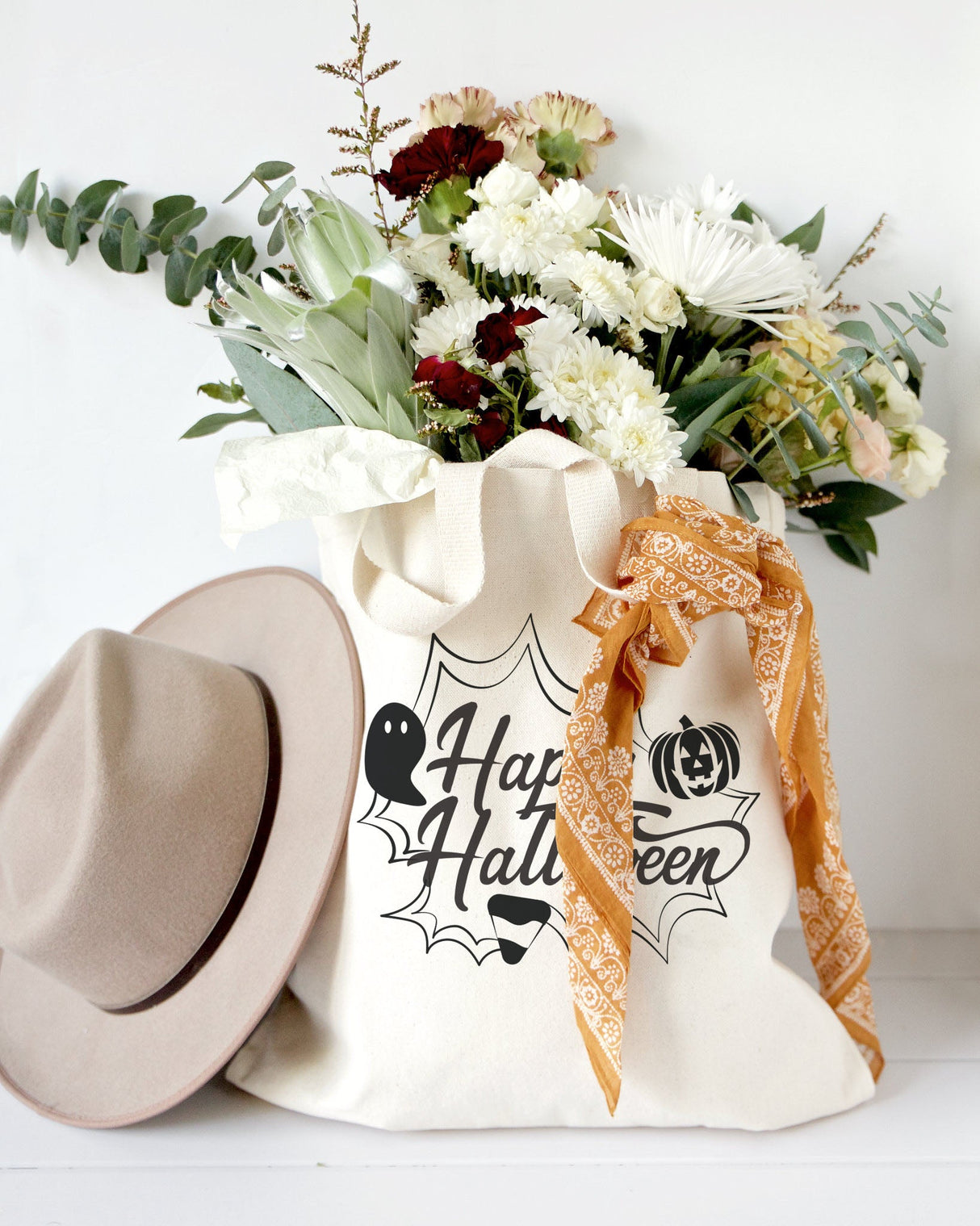 Happy Halloween Cotton Canvas Tote Bag by The Cotton & Canvas Co.