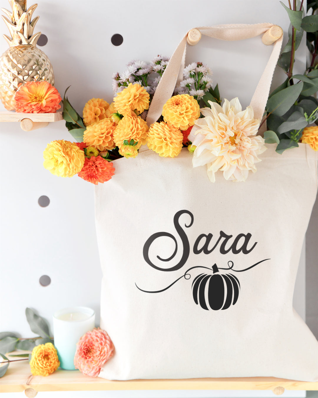 Personalized Name Pumpkin Cotton Canvas Tote Bag by The Cotton & Canvas Co.