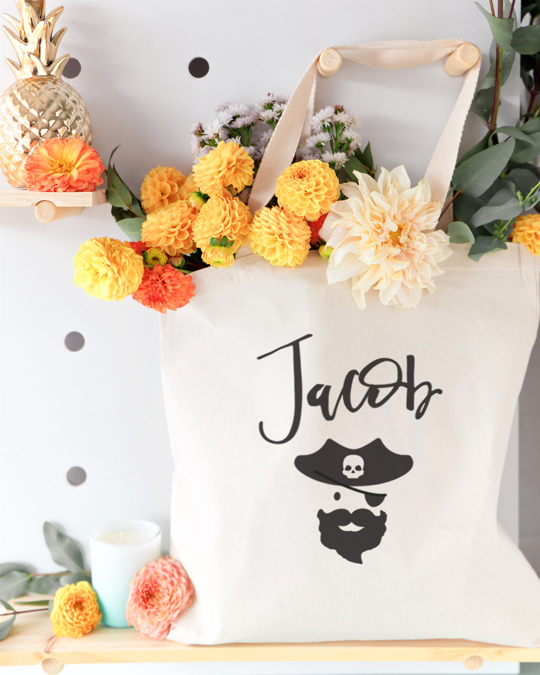 Personalized Name Pirate Cotton Canvas Tote Bag by The Cotton & Canvas Co.