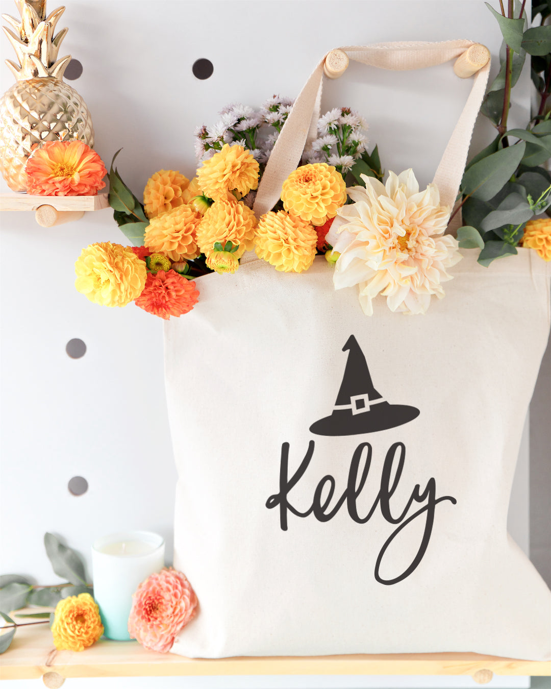 Personalized Name Witch Cotton Canvas Tote Bag by The Cotton & Canvas Co.