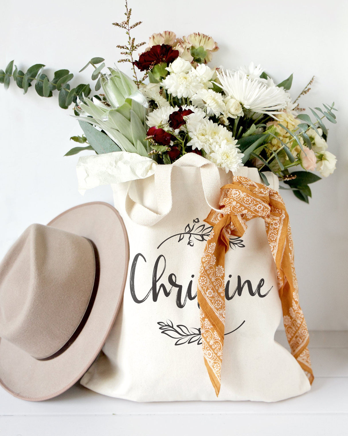 Personalized Name with Vine Cotton Canvas Tote Bag by The Cotton & Canvas Co.