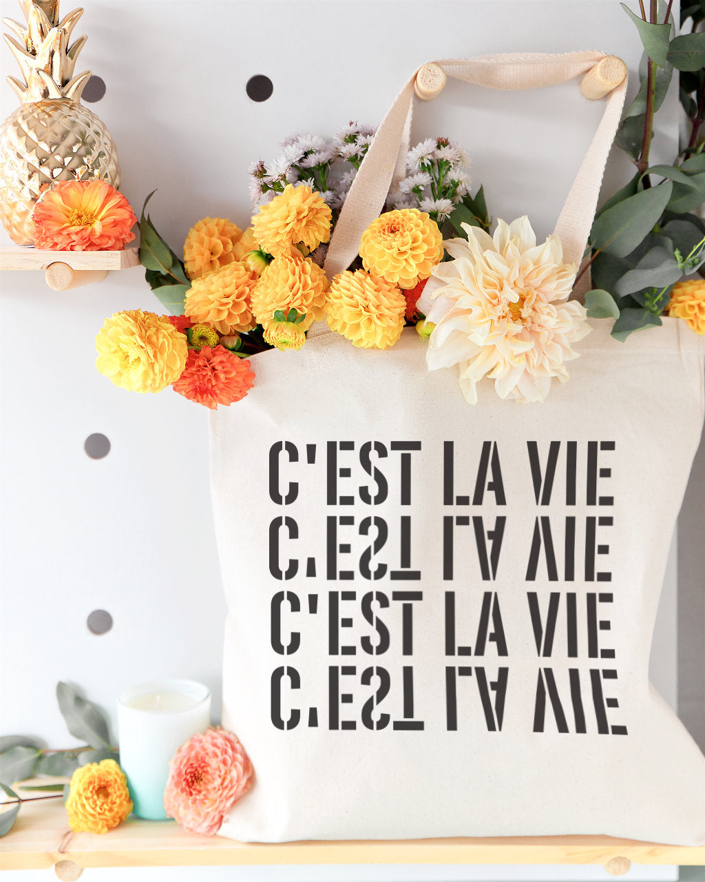 C'est La Vie Cotton Canvas Tote Bag by The Cotton & Canvas Co.