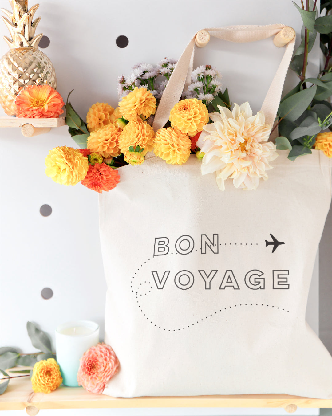 Bon Voyage Cotton Canvas Tote Bag by The Cotton & Canvas Co.