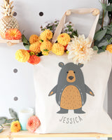 Personalized Name Bear Cotton Canvas Tote Bag by The Cotton & Canvas Co.