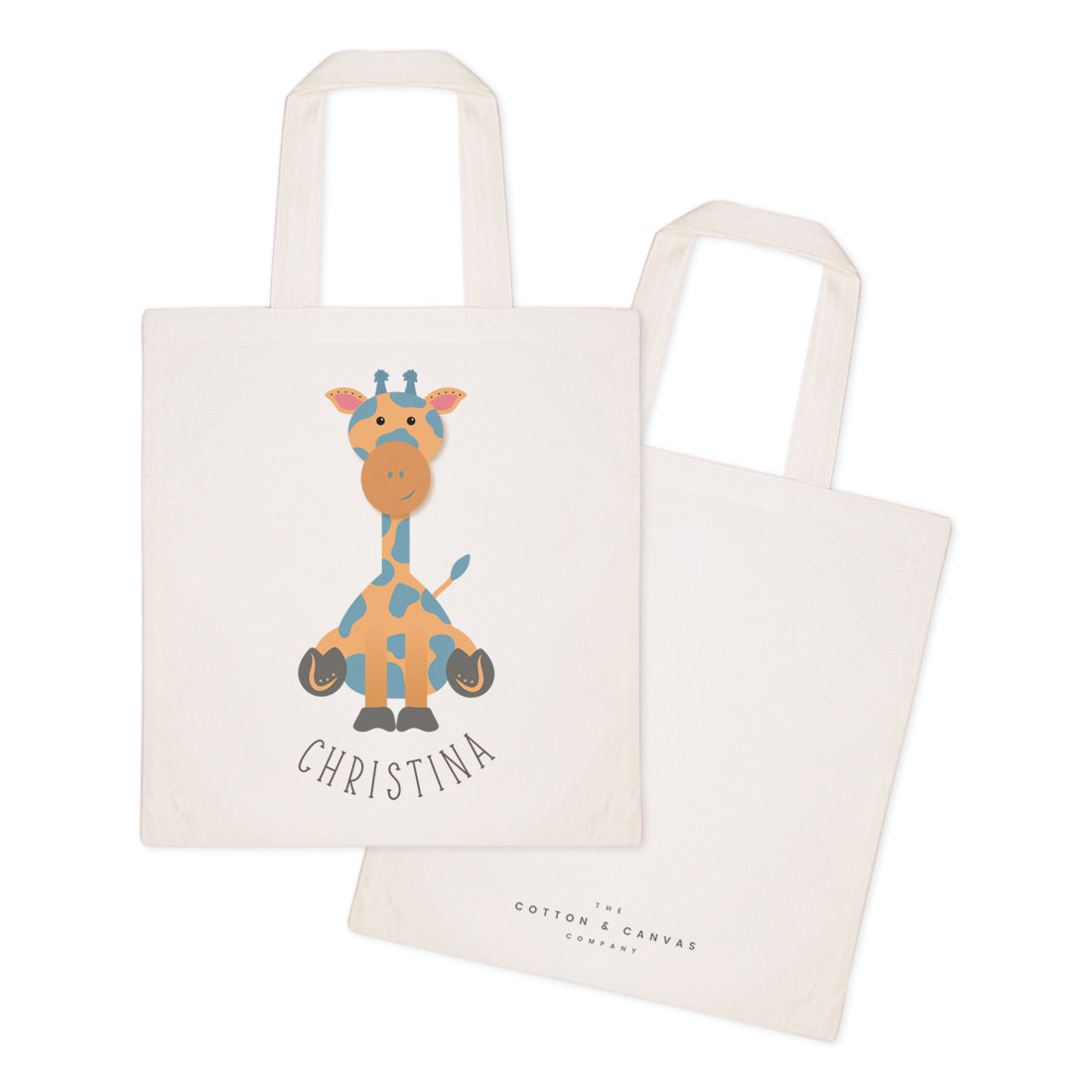 Personalized Name Giraffe Cotton Canvas Tote Bag by The Cotton & Canvas Co.