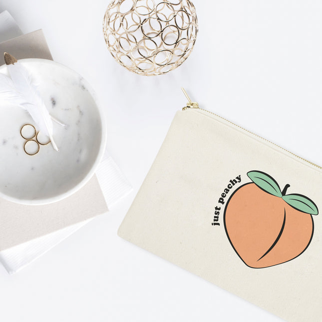 Just Peachy Cotton Canvas Cosmetic Bag by The Cotton & Canvas Co.