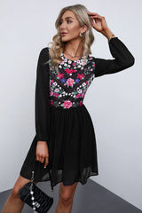 Floral Mesh Sleeve Lined Dress by Blak Wardrob