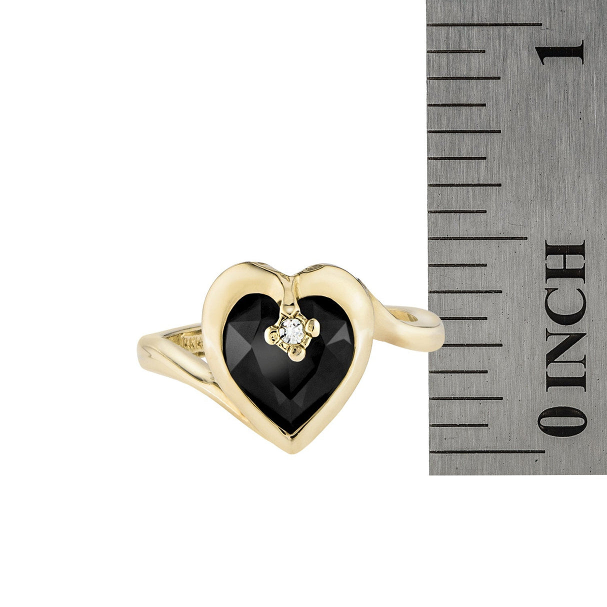 Vintage 1970s Heart Shape Ring with Clear Austrian Crystal 18k Yellow Gold Electroplated by PVD Vintage Jewelry