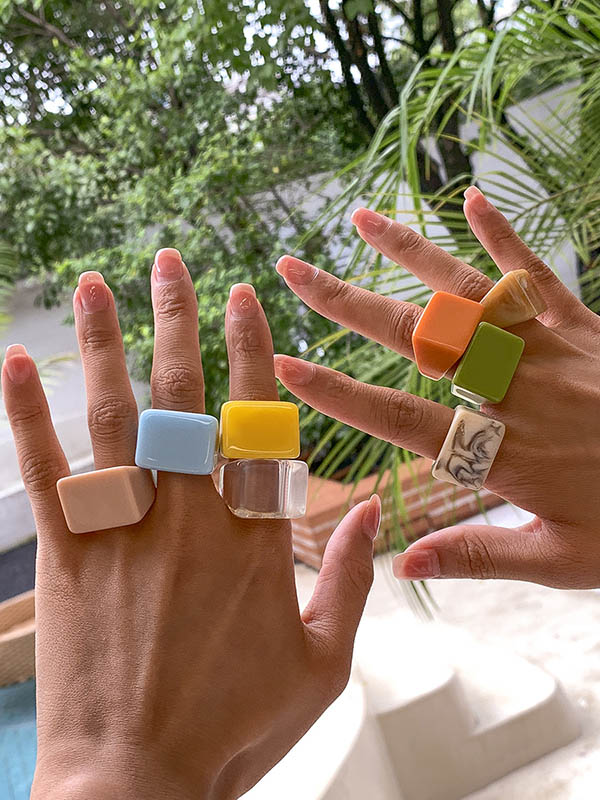 Original Stylish Resin 8 Colors Geometric Ring by migunica