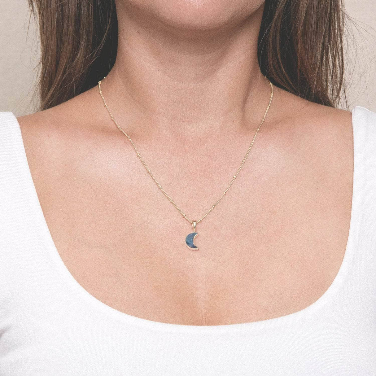 Crescent Moon Raw Gemstone Necklace by Tiny Rituals