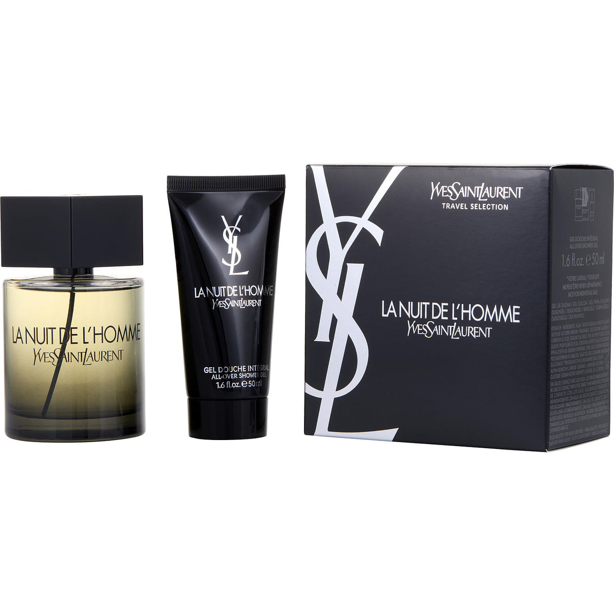 LA NUIT DE L'HOMME YVES SAINT LAURENT by Yves Saint Laurent - EDT SPRAY 3.3 OZ & ALL OVER SHOWER GEL 1.6 OZ - Men