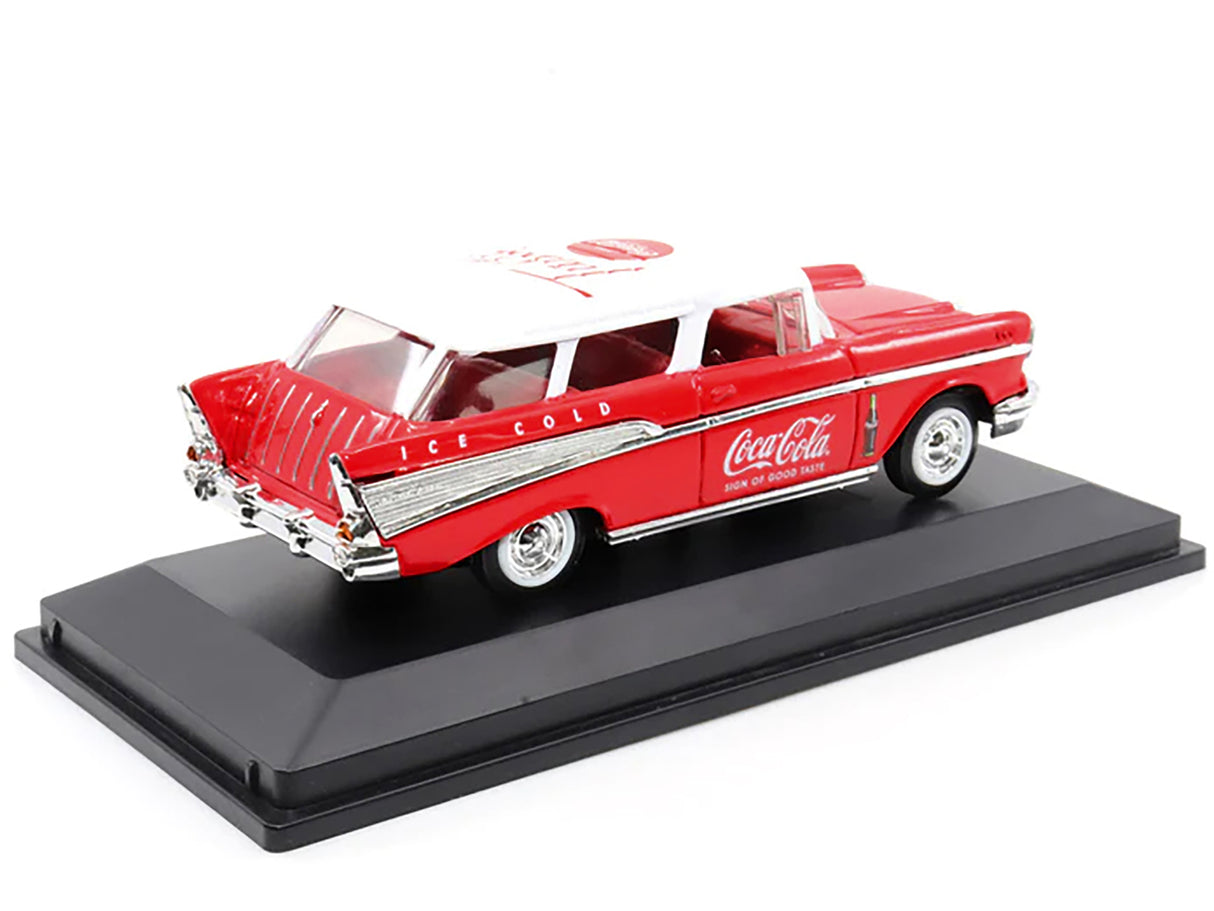 1957 Chevrolet Nomad "Coca-Cola" Red with White Top and Red Interior 1/43 Diecast Model Car by Motor City Classics