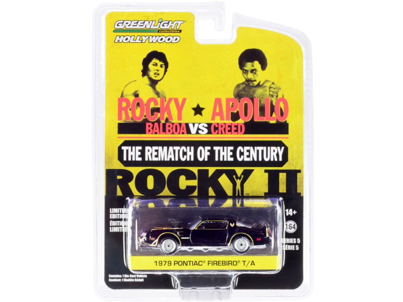 1979 Pontiac Firebird Trans Am T/A Black with Hood Bird "Rocky II" (1979) Movie "Hollywood Series" Release 5 1/64 Diecast Model Car by Greenlight