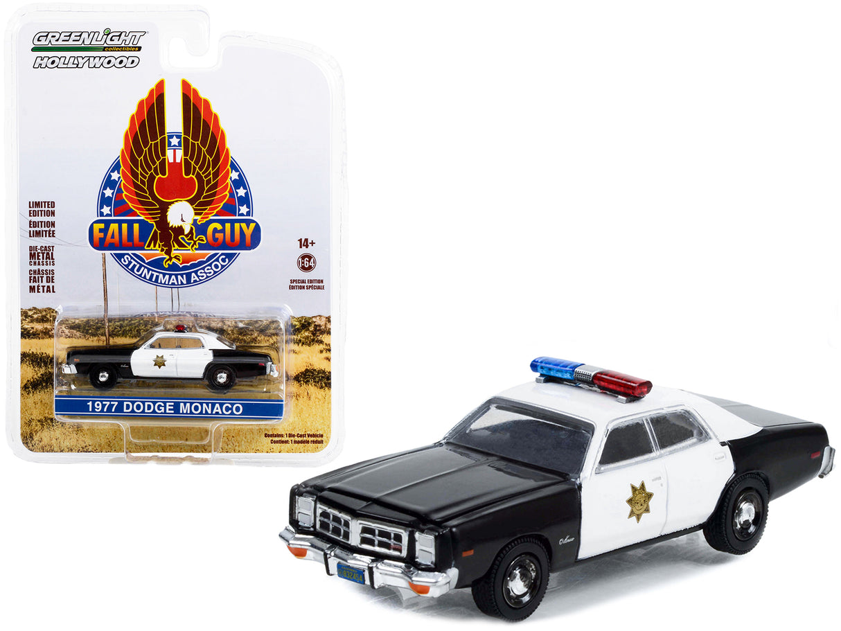 1977 Dodge Monaco Police Black and White "County Sheriff's Department" "Fall Guy Stuntman Association" Hollywood Special Edition 1/64 Diecast Model Car by Greenlight