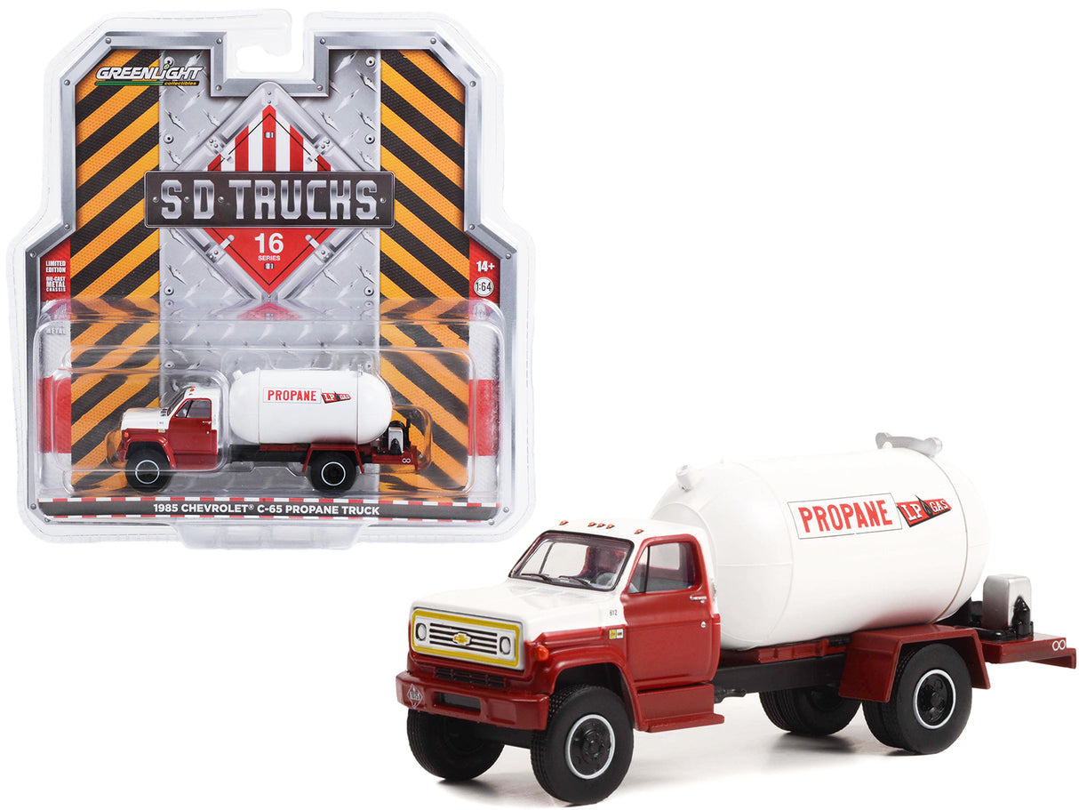 1985 Chevrolet C-65 Propane Truck Red and White "LP Gas" "S.D. Trucks" Series 16 1/64 Diecast Model Car by Greenlight