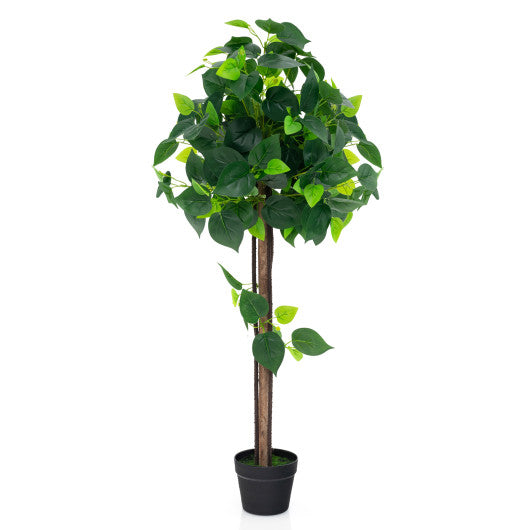 45 Inches Artificial Hydrangea Tree with Real Wood Trunk and Realistic Hydrangea Leaves