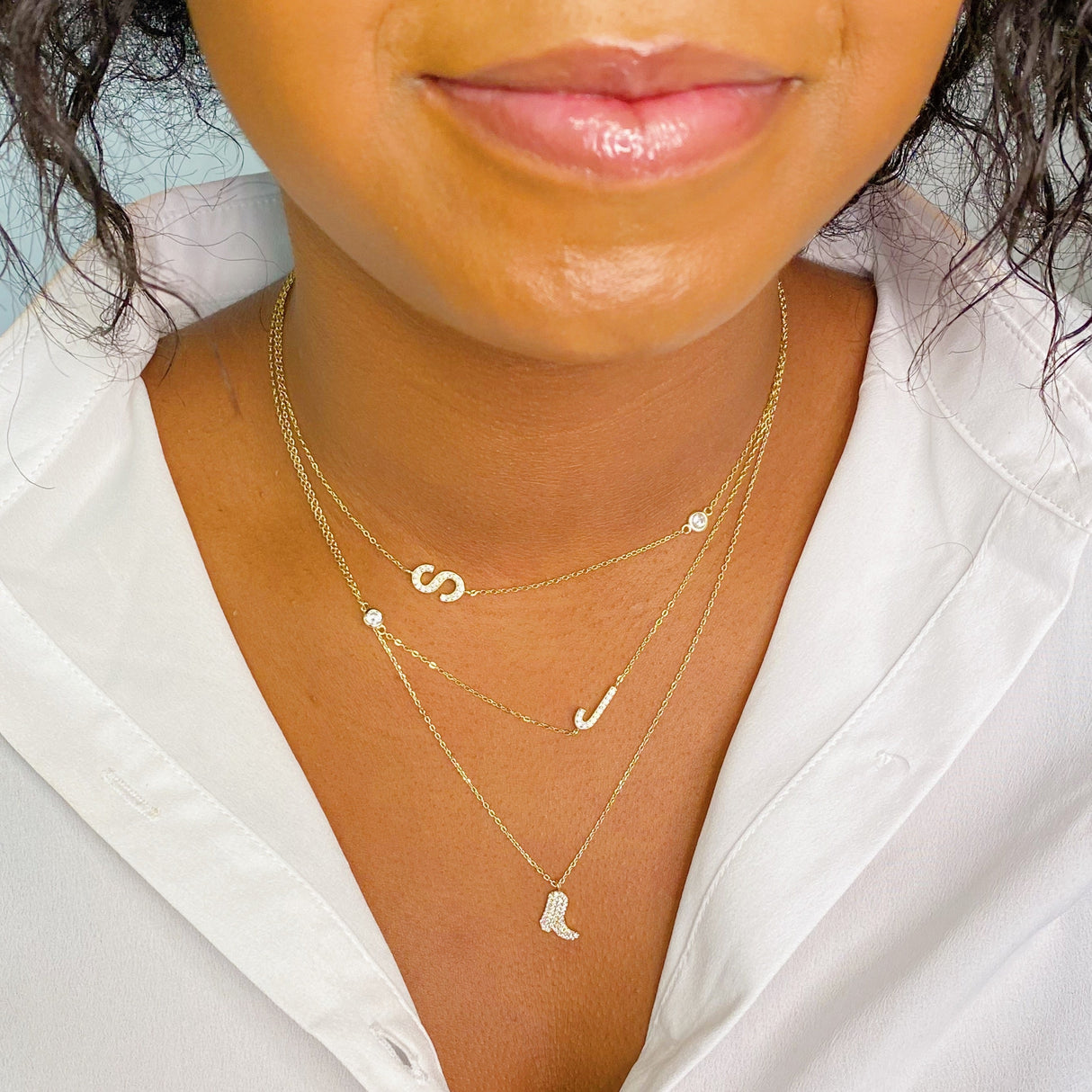 Finest Shine Initial Sterling Silver Necklace by Ellisonyoung.com