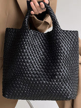 Solid Color Woven Tote Bags Handbags by migunica