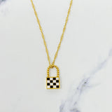 Checkered Locket Necklace by Ellisonyoung.com