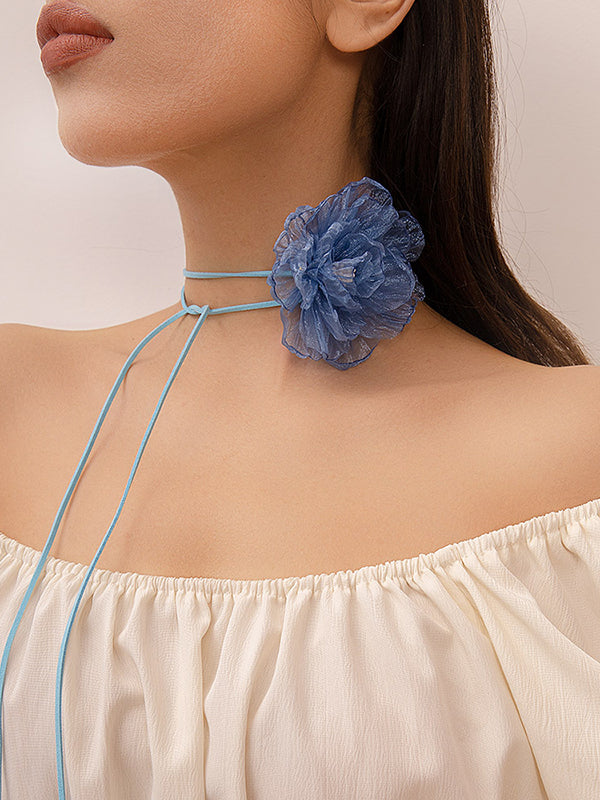 Flower Shape Gauze Dainty Necklace Necklaces Accessories by migunica