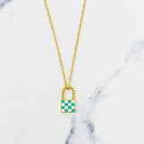 Checkered Locket Necklace by Ellisonyoung.com