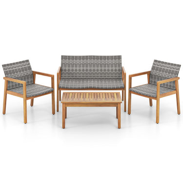 4-Piece Patio Furniture Set with Loveseat Single Chairs and Coffee Table