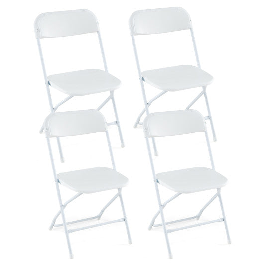 4 Pack Metal Folding Chairs with Plastic Seat and Back-White