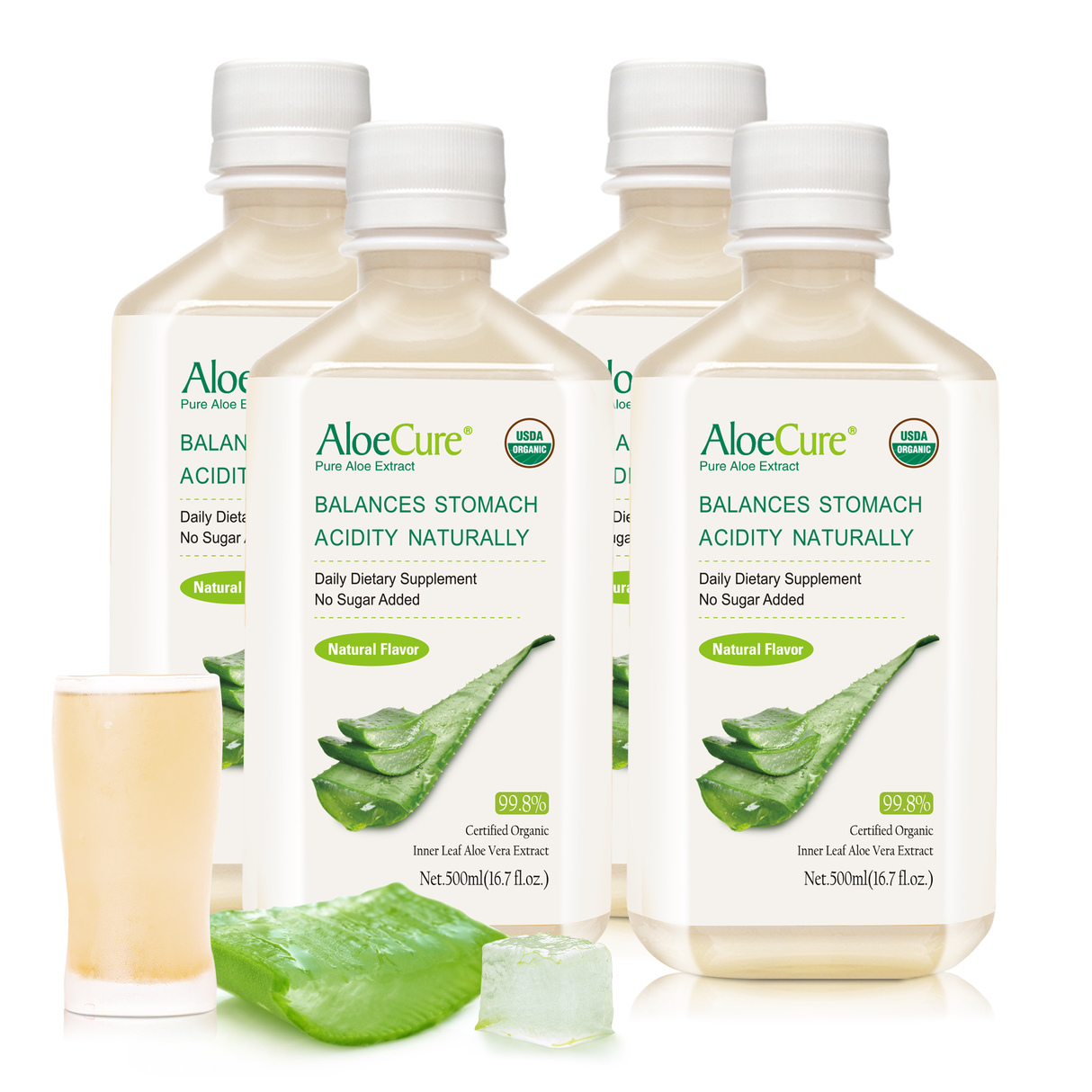 Pure Aloe Vera Juice Natural Flavor - USDA Certified Organic by AloeCure