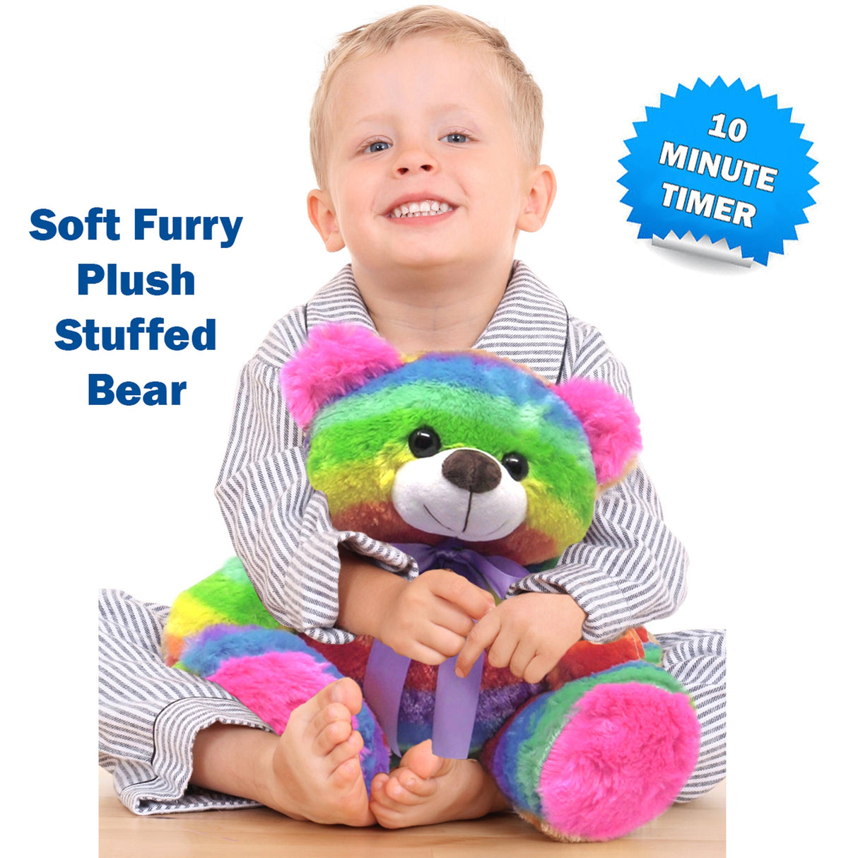 Rainbow Lites Teddy Bear Glow Plush LED Night Light Up Stuffed Animal (16 inch, Batteries Included) by The Noodley