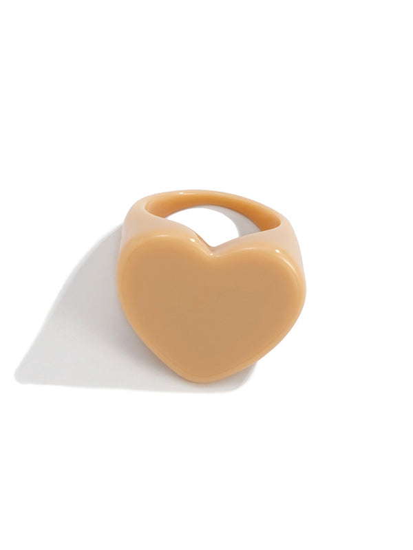 Geometric Heart Shape Solid Color Rings Accessories by migunica